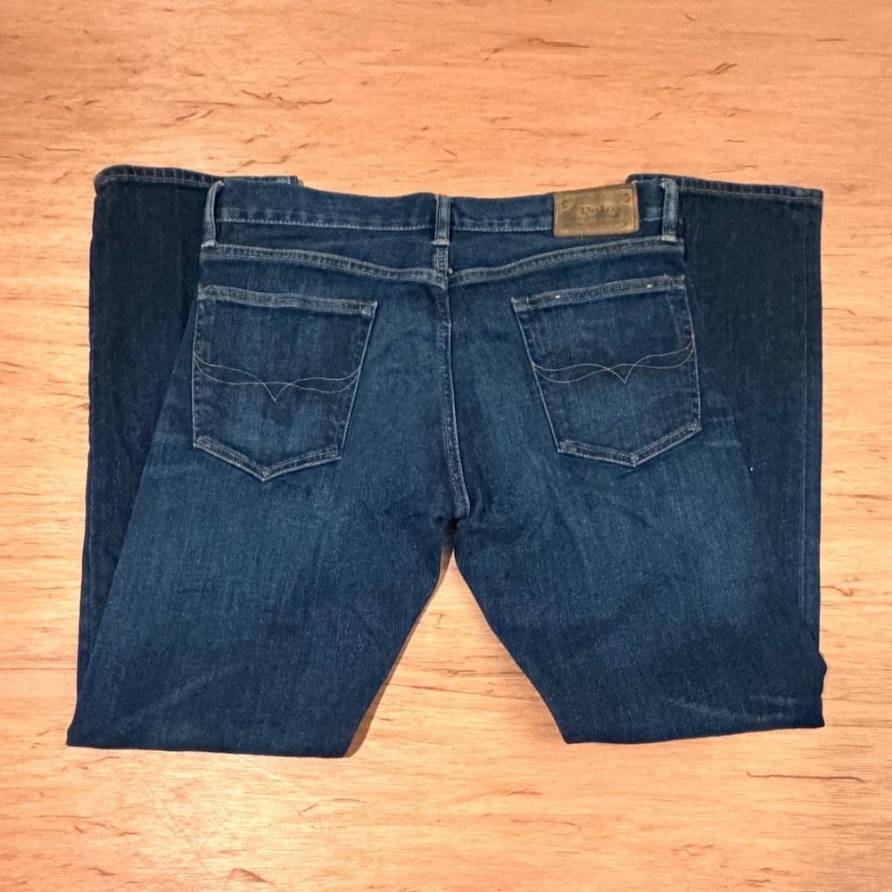 Polo Ralph Lauren Varick Slim Straight Jeans Mens 33x32 Dark Indigo Blue Denim